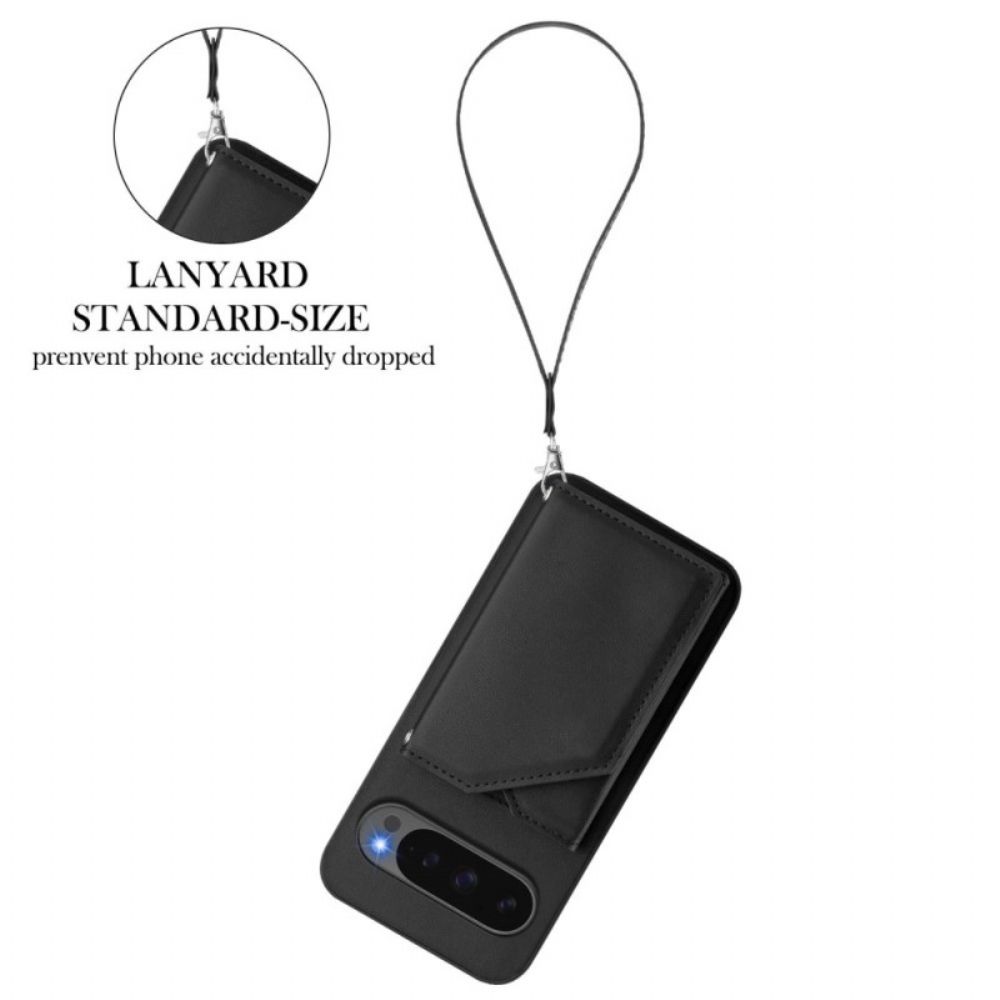 Hoesje Google Pixel 10 / 10 Pro Leerlook Met Kaarthouder En Band