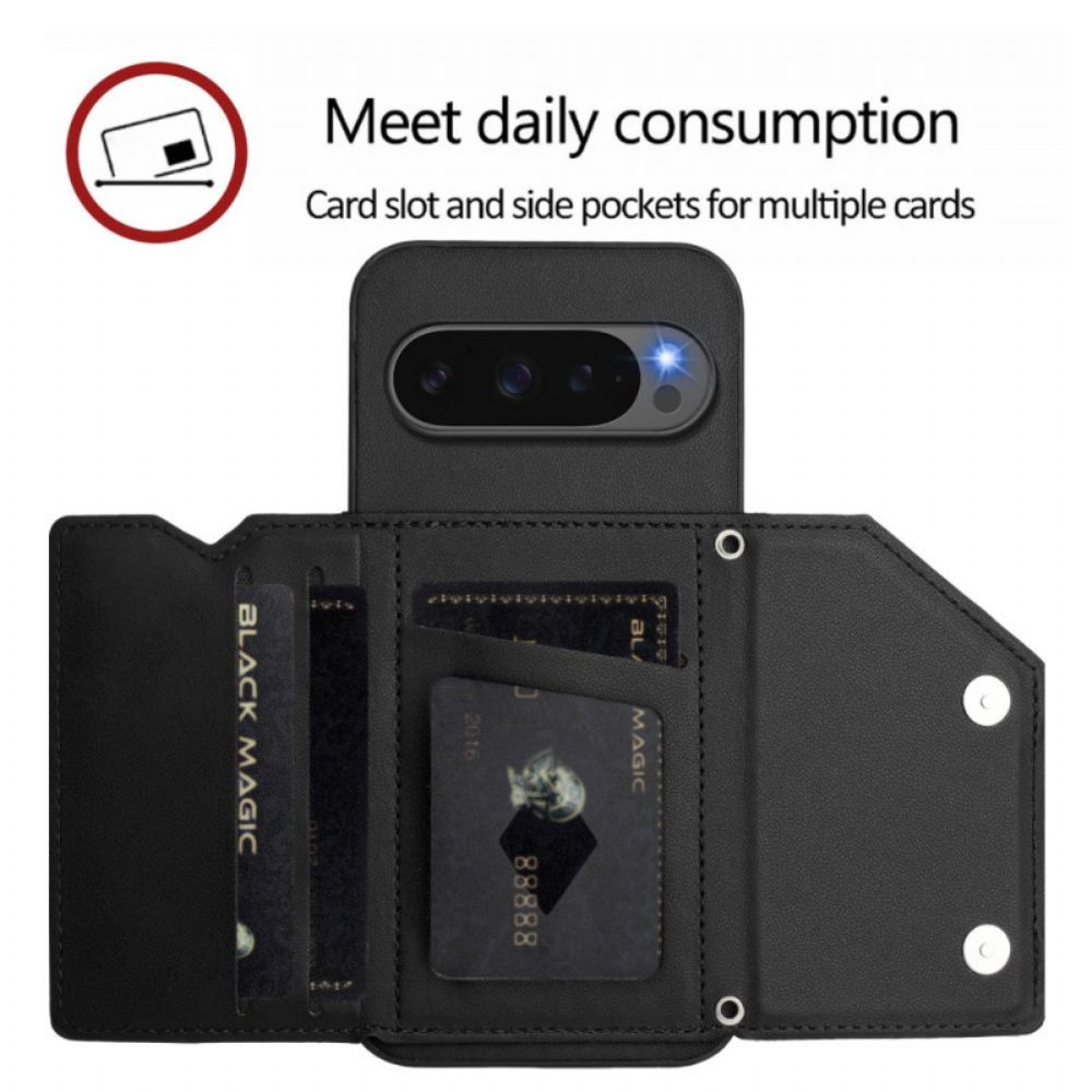 Hoesje Google Pixel 10 / 10 Pro Leerlook Met Kaarthouder En Band