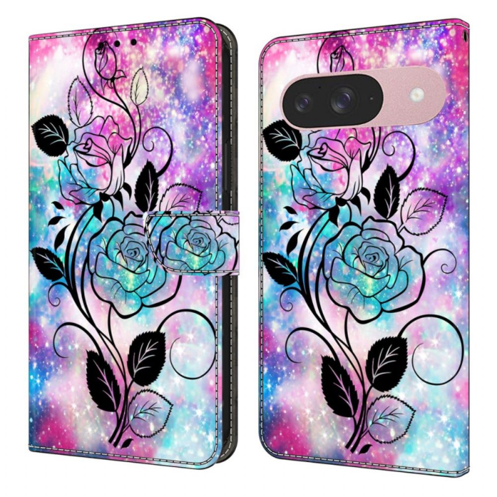 Leren Hoesje Google Pixel 10 / 10 Pro Grafische Bloem Bescherming Hoesje