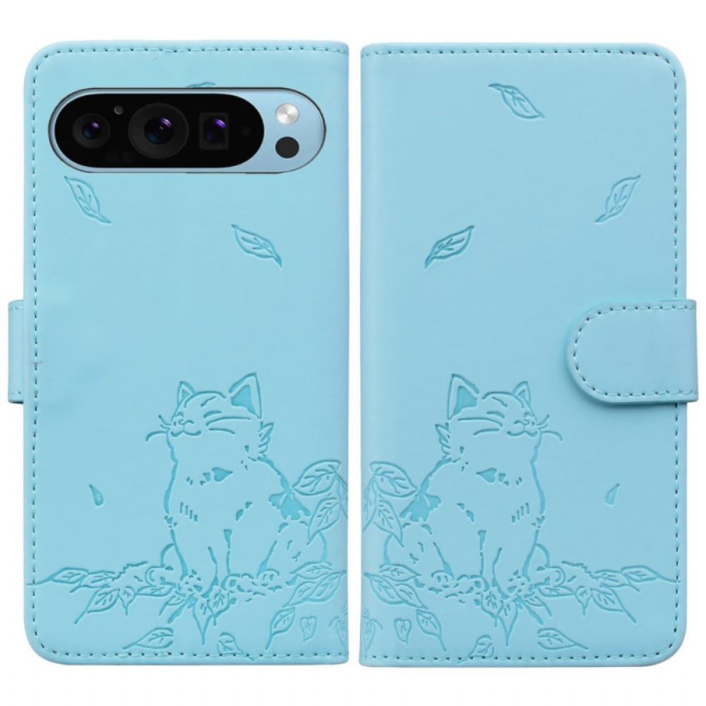 Leren Hoesje Google Pixel 10 / 10 Pro Kattenprint Bescherming Hoesje