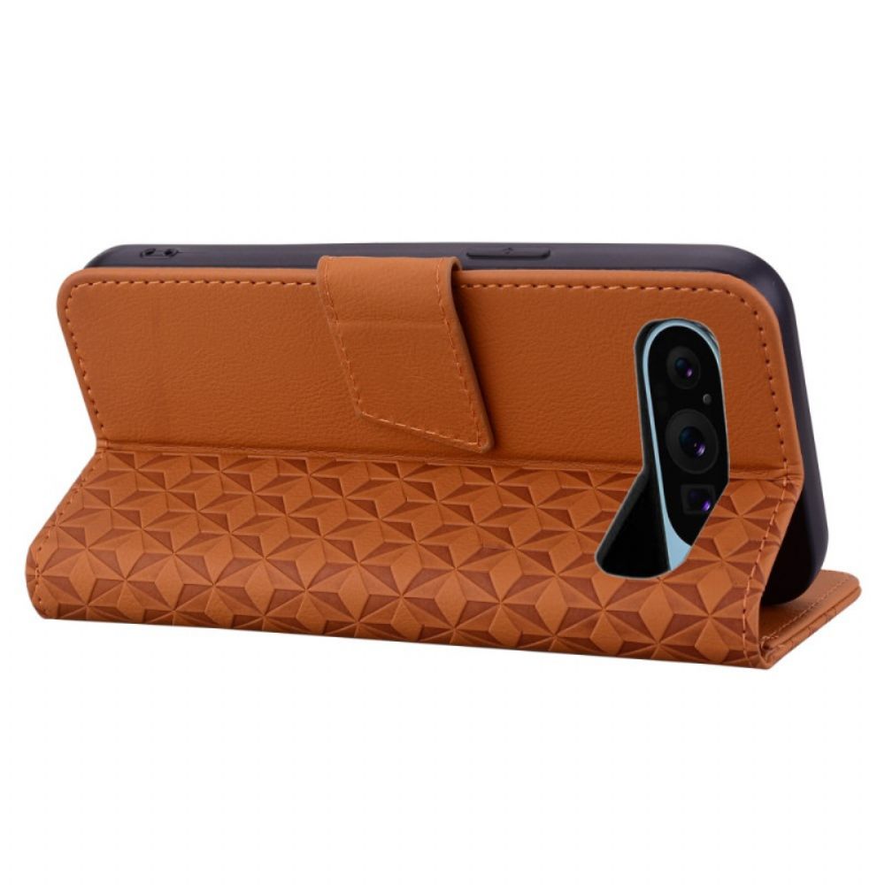 Leren Hoesje Google Pixel 10 / 10 Pro Lach- En Diamantpatroon Bescherming Hoesje