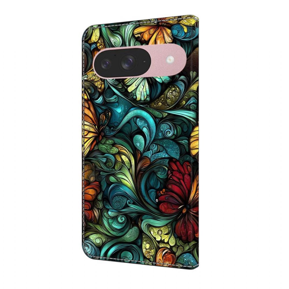 Leren Hoesje Voor Google Pixel 10 / 10 Pro Aquarel Planten