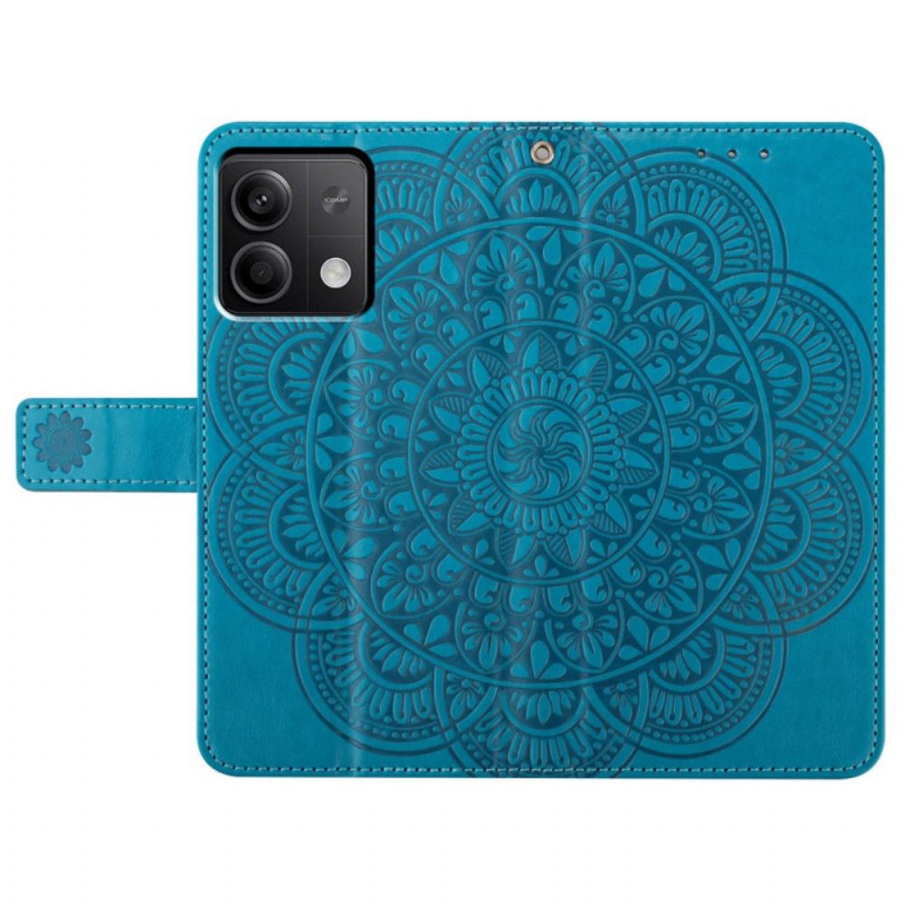 Flip Case Leren Xiaomi Redmi Note 13 4g Mandalaprint Met Riempje