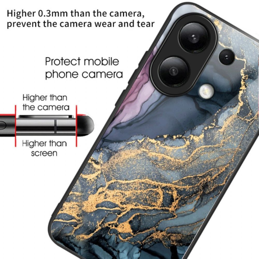 Hoesje Voor Xiaomi Redmi Note 13 4g Marmerpatroon Gehard Glas