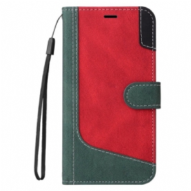 Flip Case Leren Xiaomi Redmi Note 14 Pro 5g Driekleurig Bandje