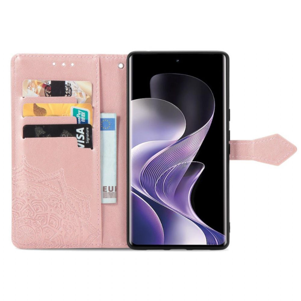 Leren Hoesje Voor Xiaomi Redmi Note 14 Pro 5g Barokke Mandala