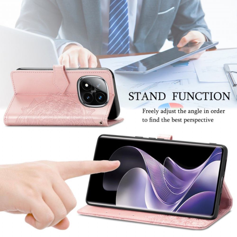 Leren Hoesje Voor Xiaomi Redmi Note 14 Pro 5g Barokke Mandala