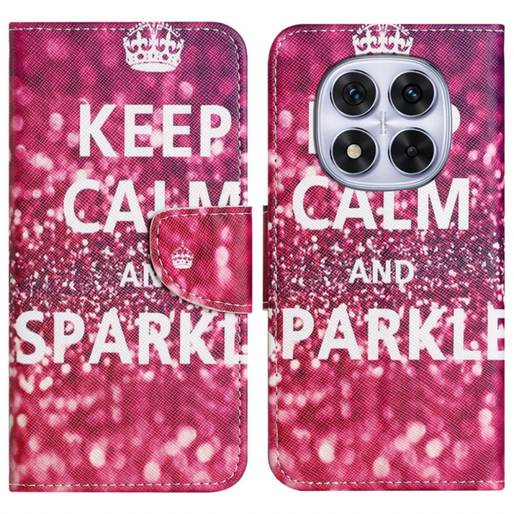 Leren Hoesje Xiaomi Redmi Note 14 Pro 5g Blijf Kalm Bescherming Hoesje