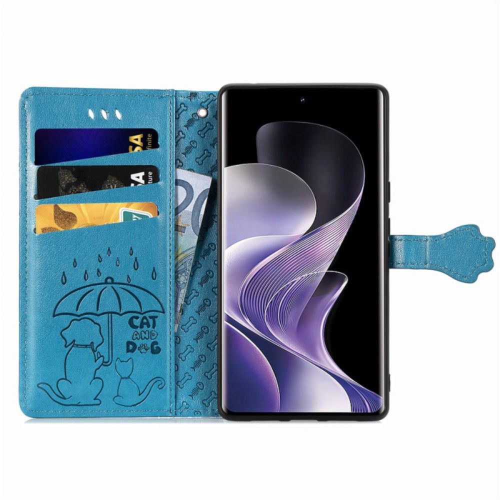 Leren Hoesje Xiaomi Redmi Note 14 Pro 5g Geanimeerd Dieren