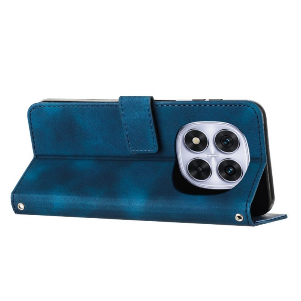 Leren Hoesje Xiaomi Redmi Note 14 Pro 5g Gestreept Suède-effect Bescherming Hoesje