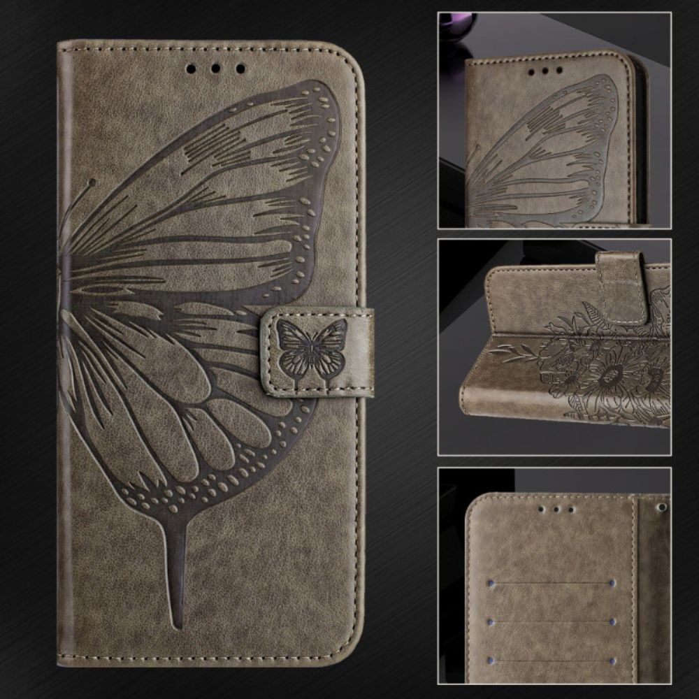 Leren Hoesje Xiaomi Redmi Note 14 Pro 5g Grafische Vlinder Bescherming Hoesje