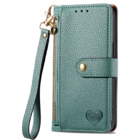 Leren Hoesje Xiaomi Redmi Note 14 Pro 5g Hartpatroon Met Rfid-blokkering