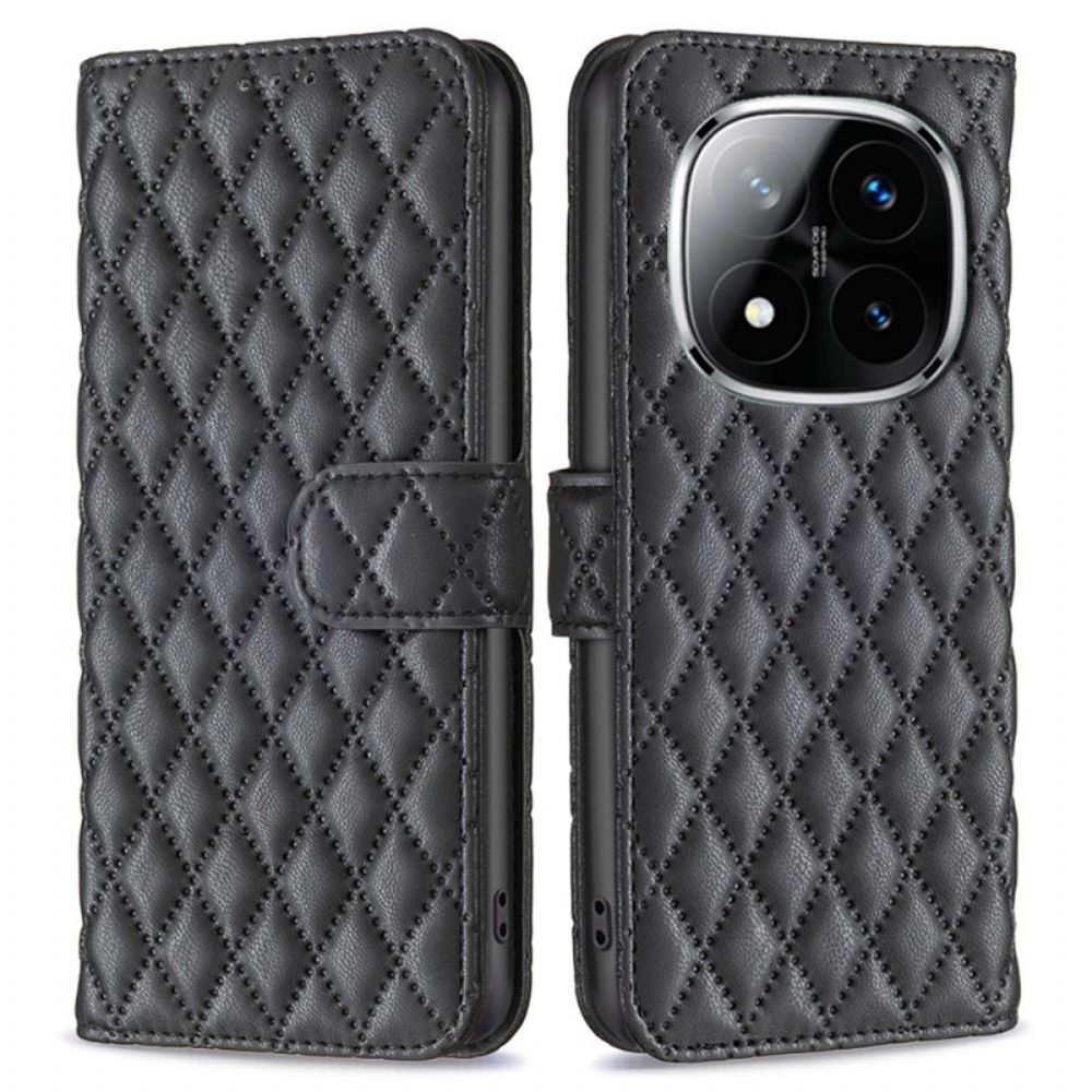 Leren Hoesje Xiaomi Redmi Note 14 Pro 5g Klassiek Gewatteerd Bescherming Hoesje