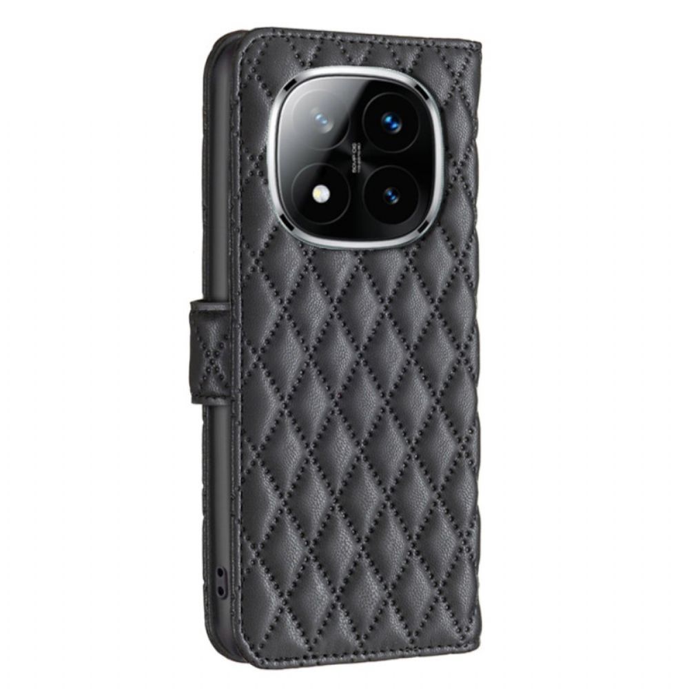 Leren Hoesje Xiaomi Redmi Note 14 Pro 5g Klassiek Gewatteerd Bescherming Hoesje