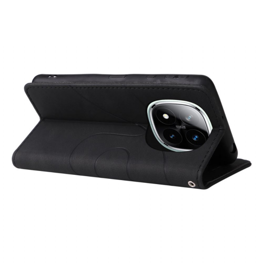 Leren Hoesje Xiaomi Redmi Note 14 Pro 5g Tweekleurige Golvende Lijnen Bescherming Hoesje