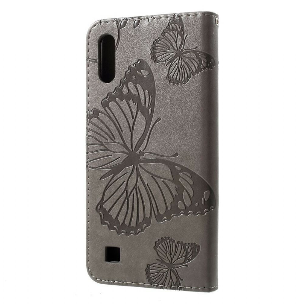 Folio-hoesje voor Samsung Galaxy A10 Met Ketting Reuzenvlinders Met Bandjes