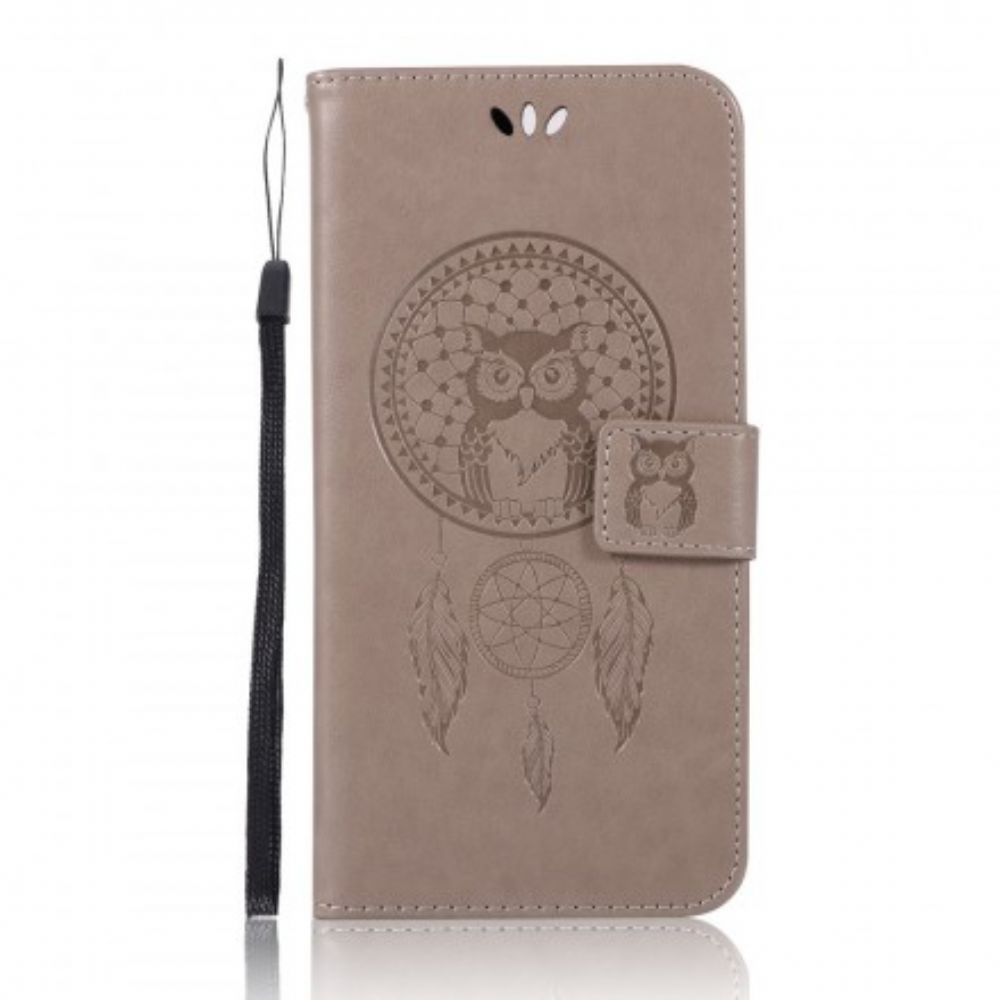 Flip Case voor Honor View 20 Leer Effect Catch Dreams Owl