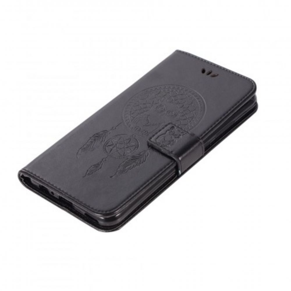 Flip Case voor Honor View 20 Leer Effect Catch Dreams Owl