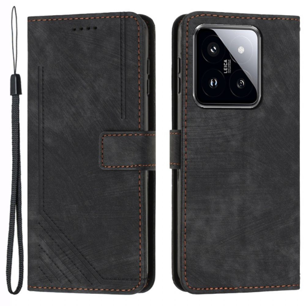 Folio-hoesje Xiaomi 14 Telefoonhoesje Leerstijl Druklijnen