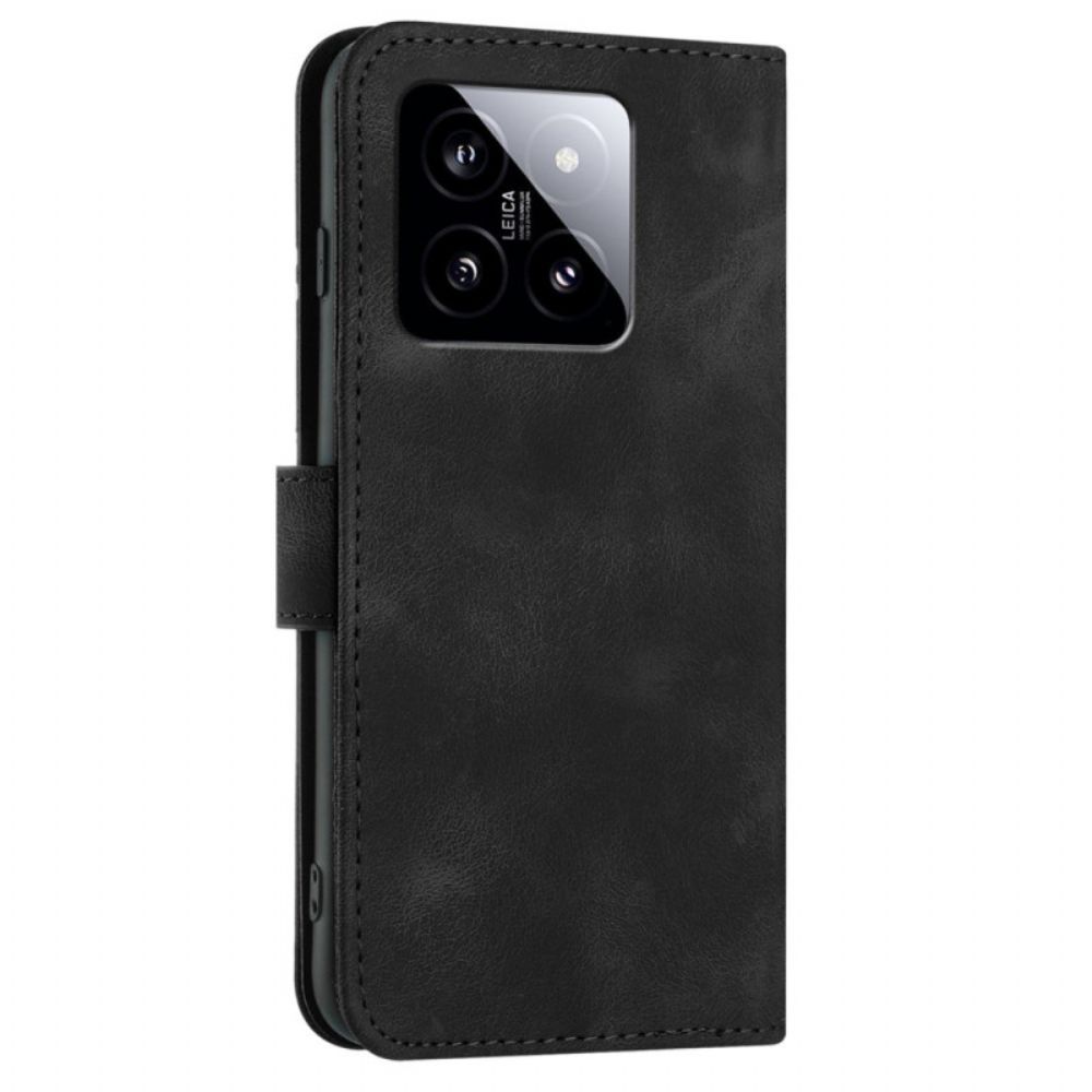 Leren Hoesje Xiaomi 14 Geometrisch Patroon Met Riempje Bescherming Hoesje