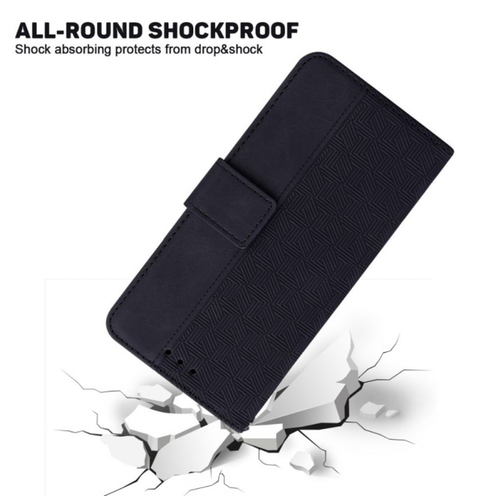 Leren Hoesje Xiaomi 14 Geweven Patroon Met Bandjes