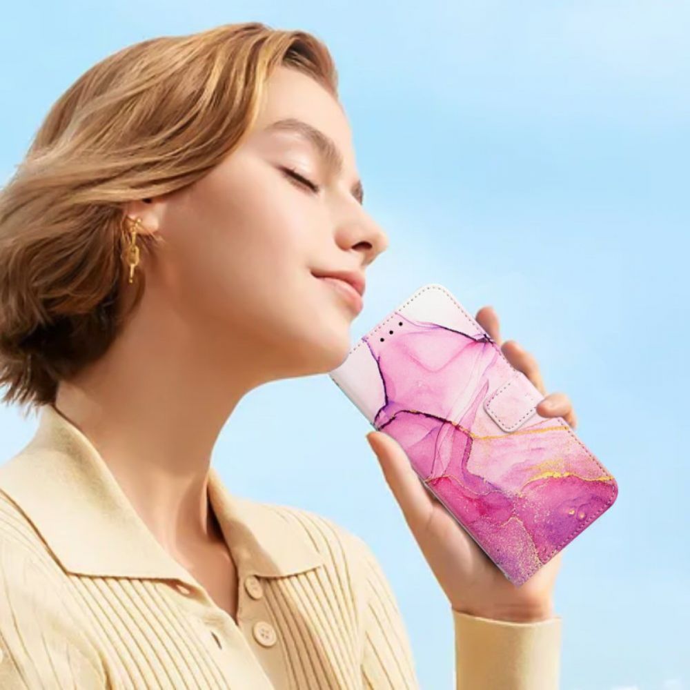 Folio-hoesje Poco C71 Marmerstijl