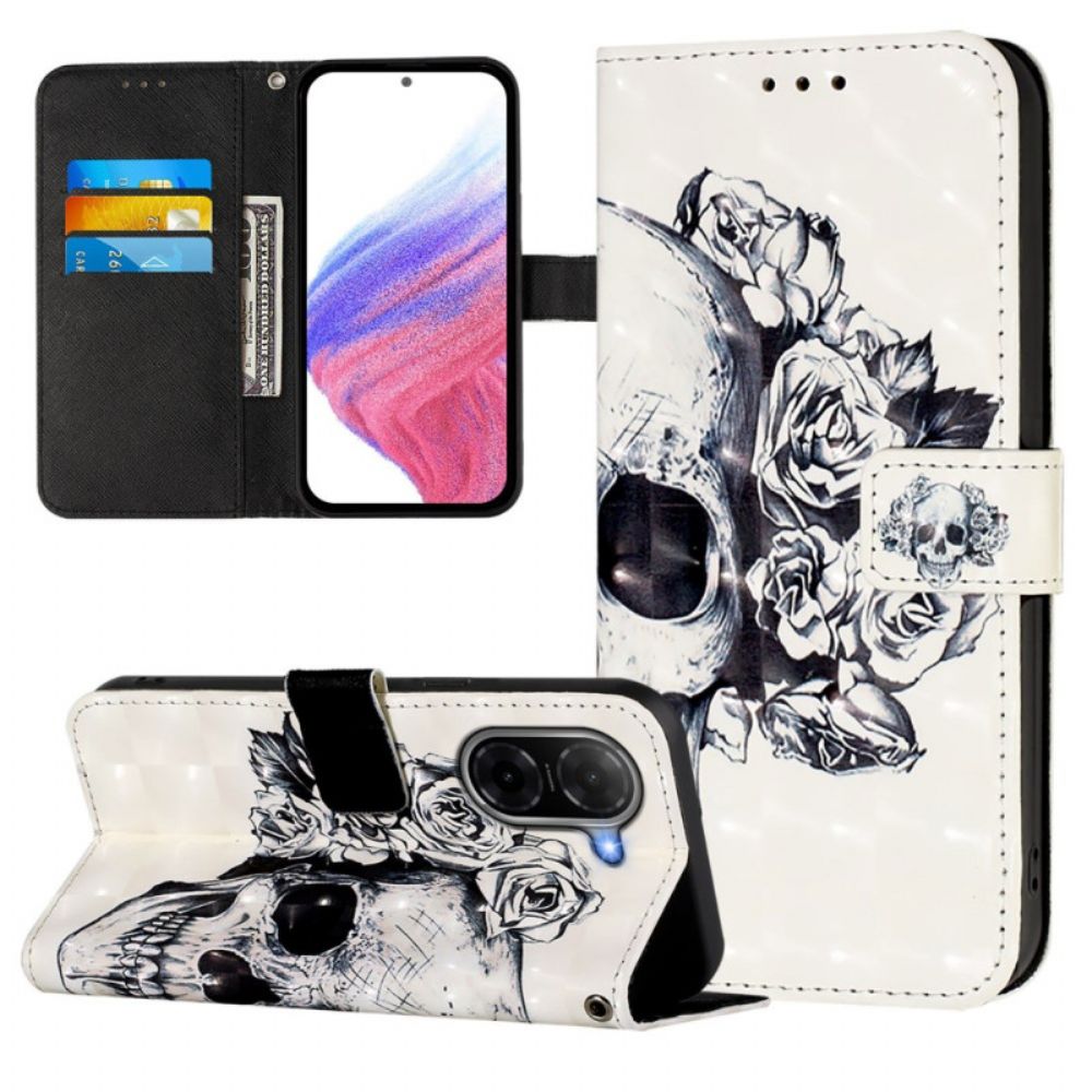 Folio-hoesje Poco C71 Telefoonhoesje Bloemenschedel