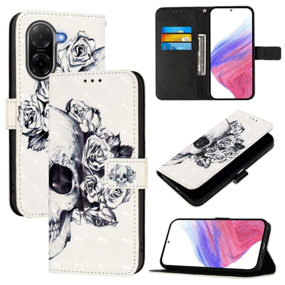 Folio-hoesje Poco C71 Telefoonhoesje Bloemenschedel