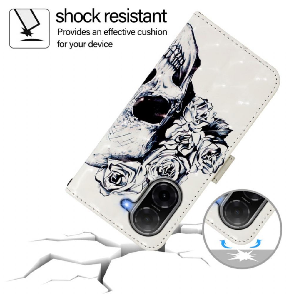 Folio-hoesje Poco C71 Telefoonhoesje Bloemenschedel