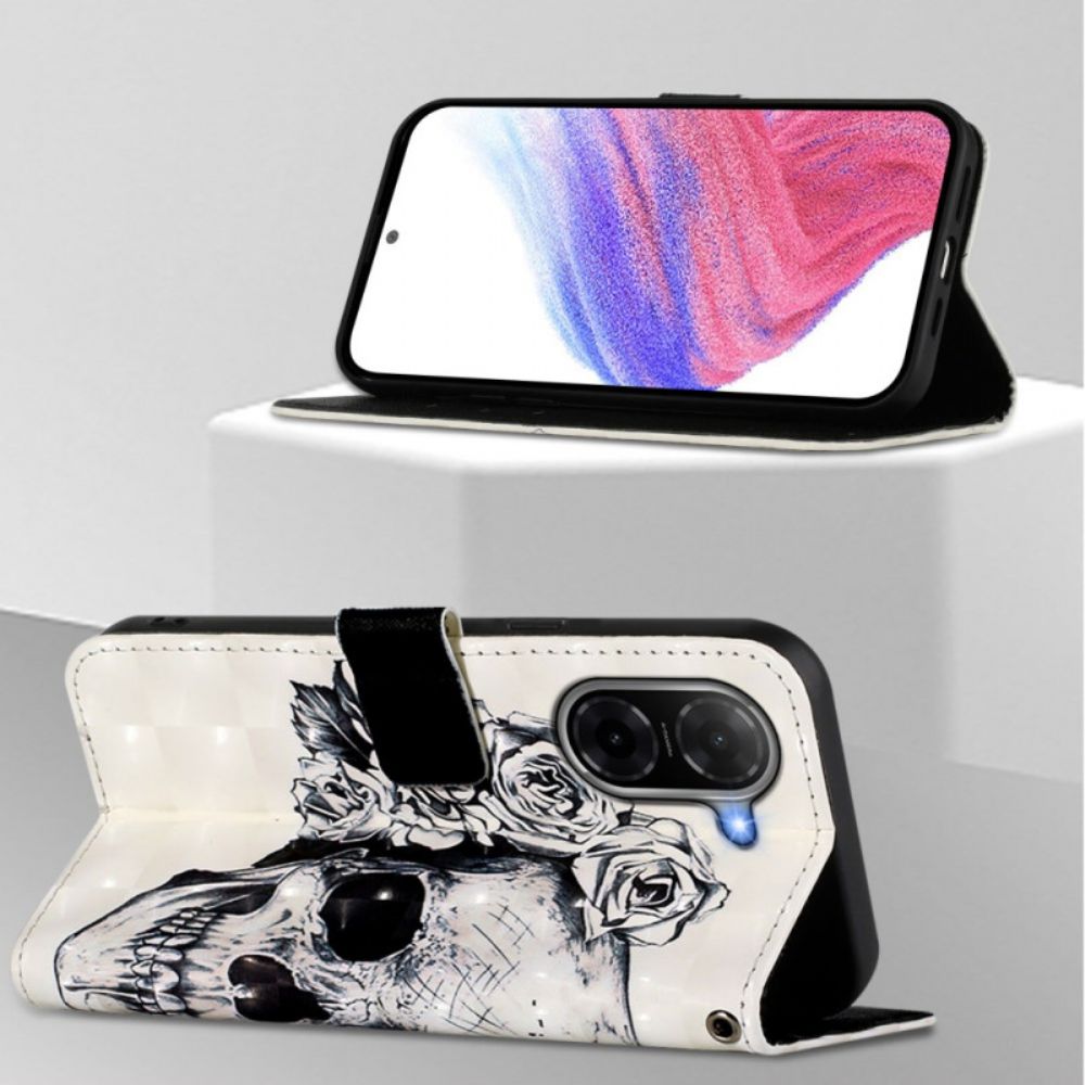 Folio-hoesje Poco C71 Telefoonhoesje Bloemenschedel