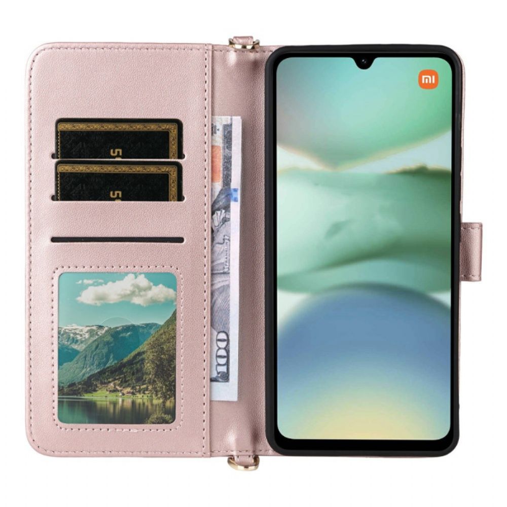 Folio-hoesje Poco C71 Telefoonhoesje Gewatteerde Portemonnee Met Riem En Schouderriem