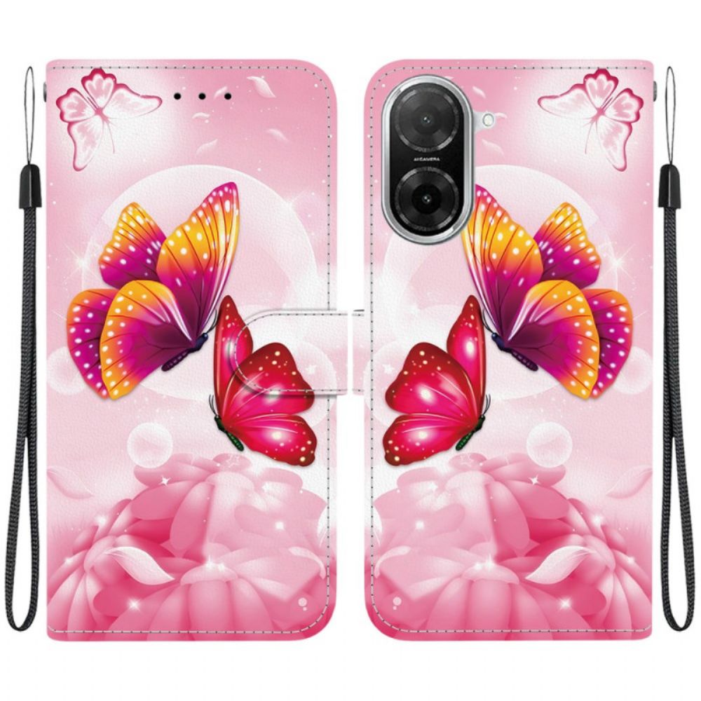 Folio-hoesje Poco C71 Telefoonhoesje Roze Vlinders