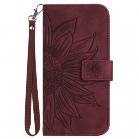 Folio-hoesje Poco C71 Telefoonhoesje Zonnebloemprint Met Bandje