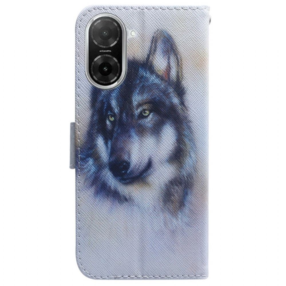 Leren Hoesje Poco C71 Aquarel Wolf Bescherming Hoesje