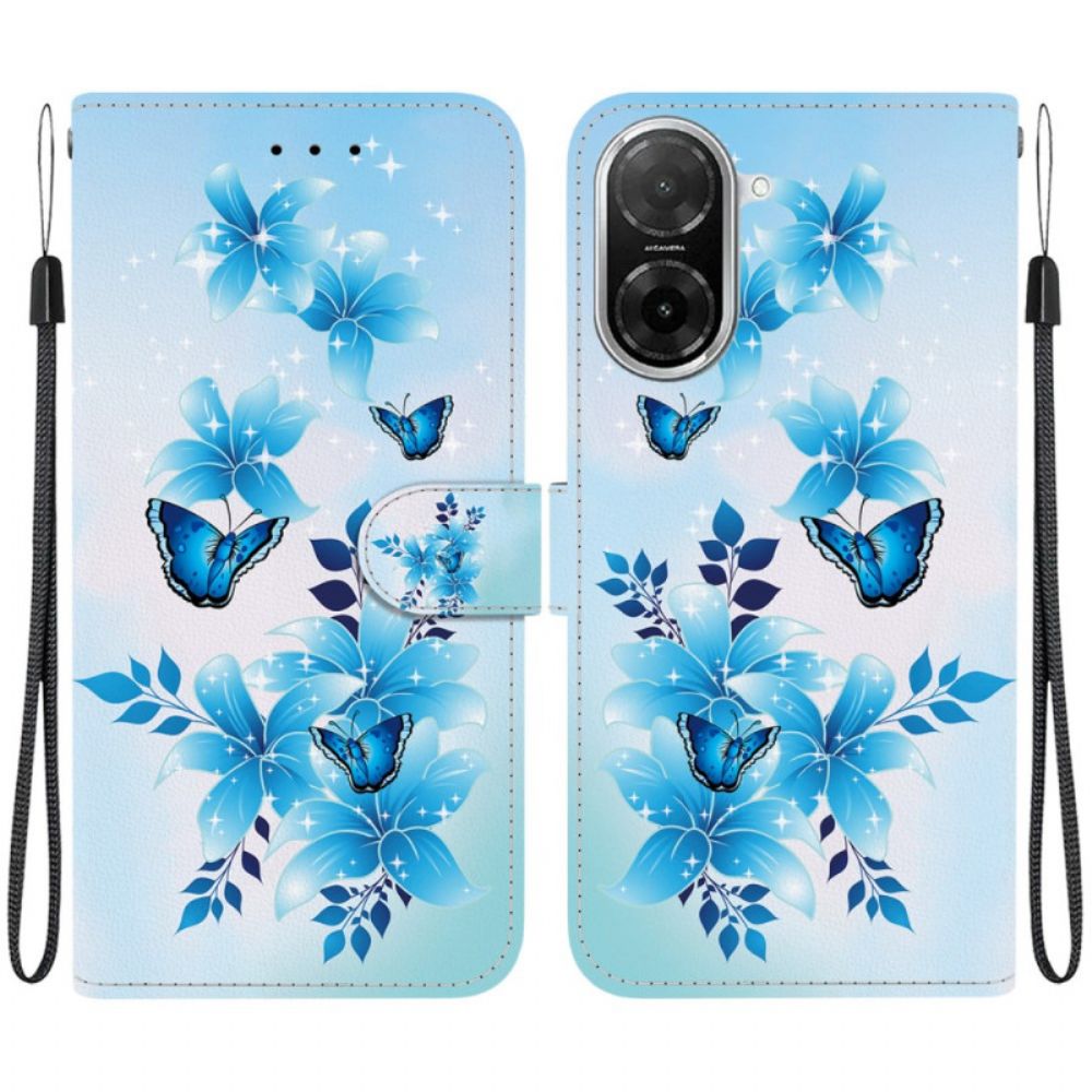 Leren Hoesje Poco C71 Blauwe Vlinders