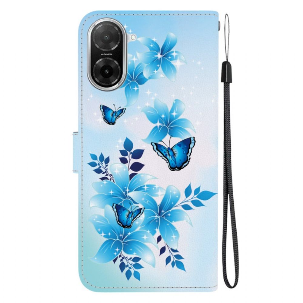 Leren Hoesje Poco C71 Blauwe Vlinders