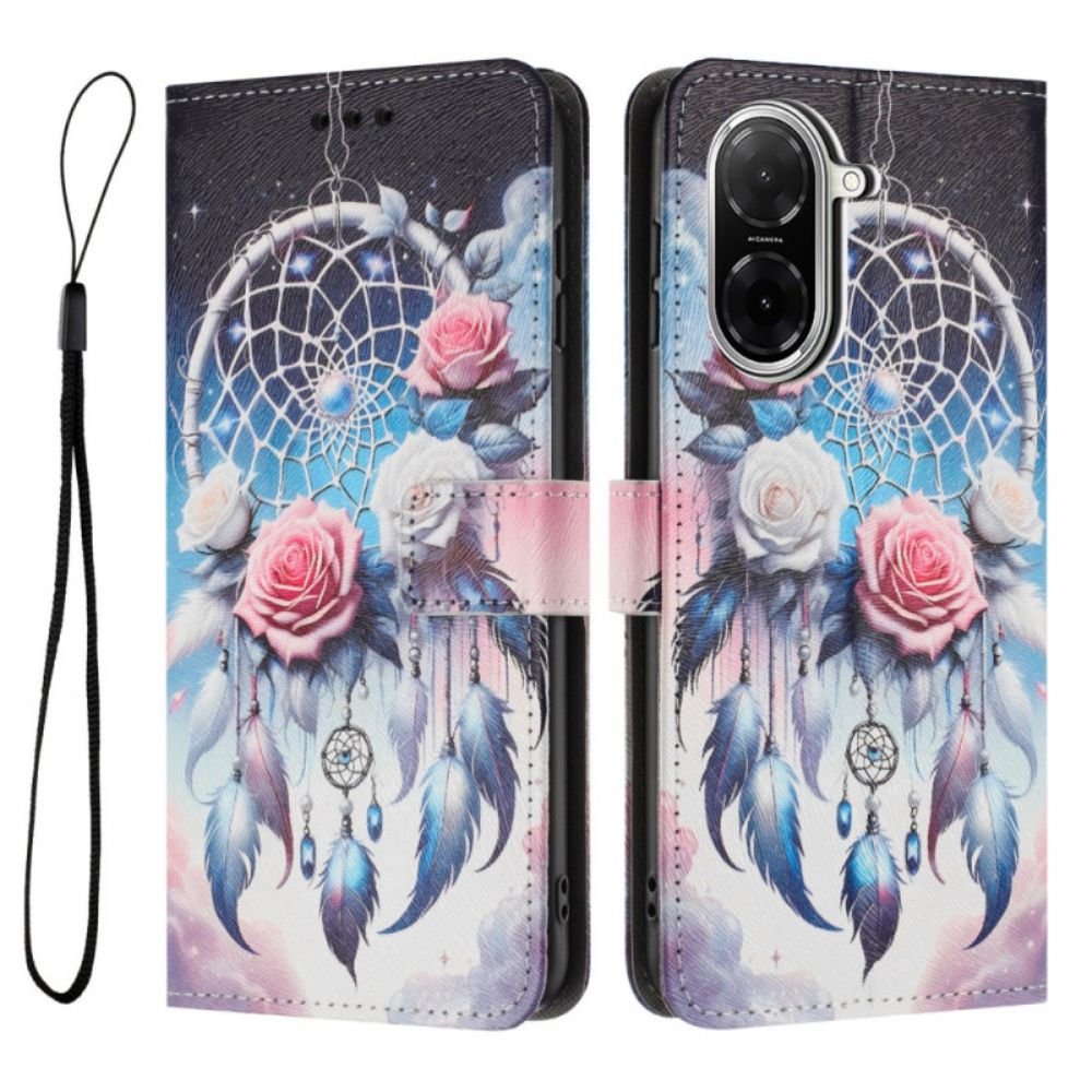 Leren Hoesje Poco C71 Bloemendromenvanger Bescherming Hoesje