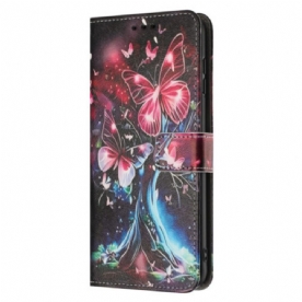 Leren Hoesje Poco C71 Boom En Vlinders Bescherming Hoesje