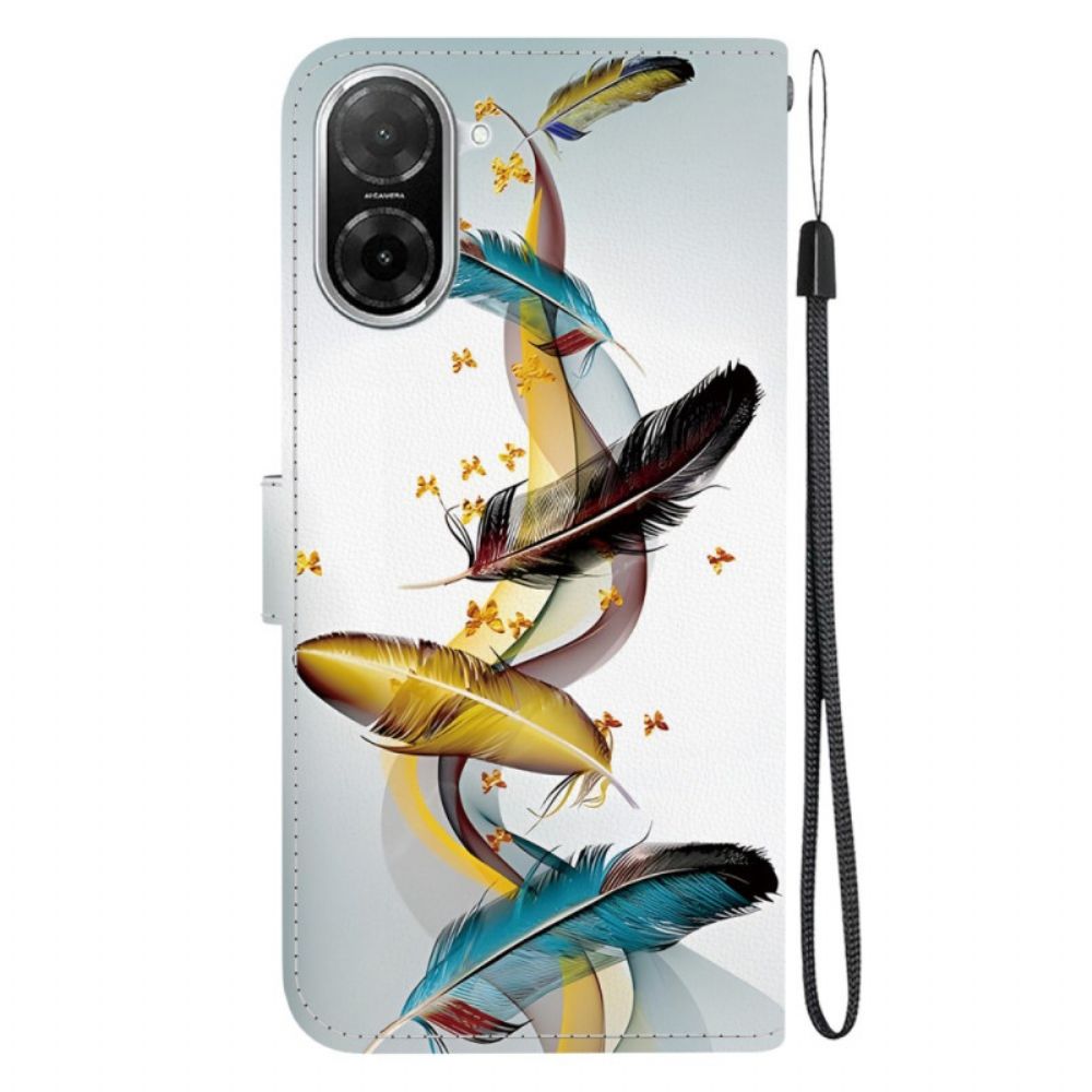 Leren Hoesje Poco C71 Kleurrijke Veren Bescherming Hoesje