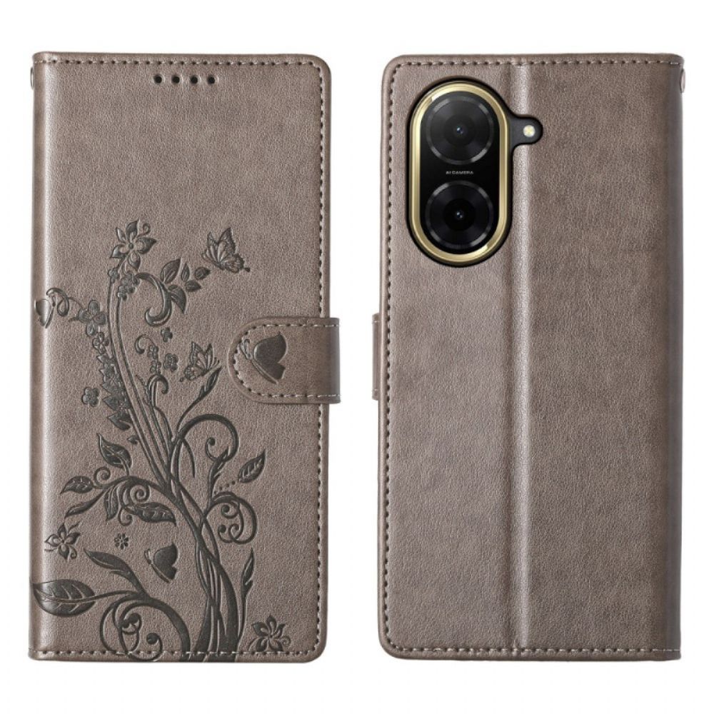 Leren Hoesje Voor Poco C71 Bloemenprint