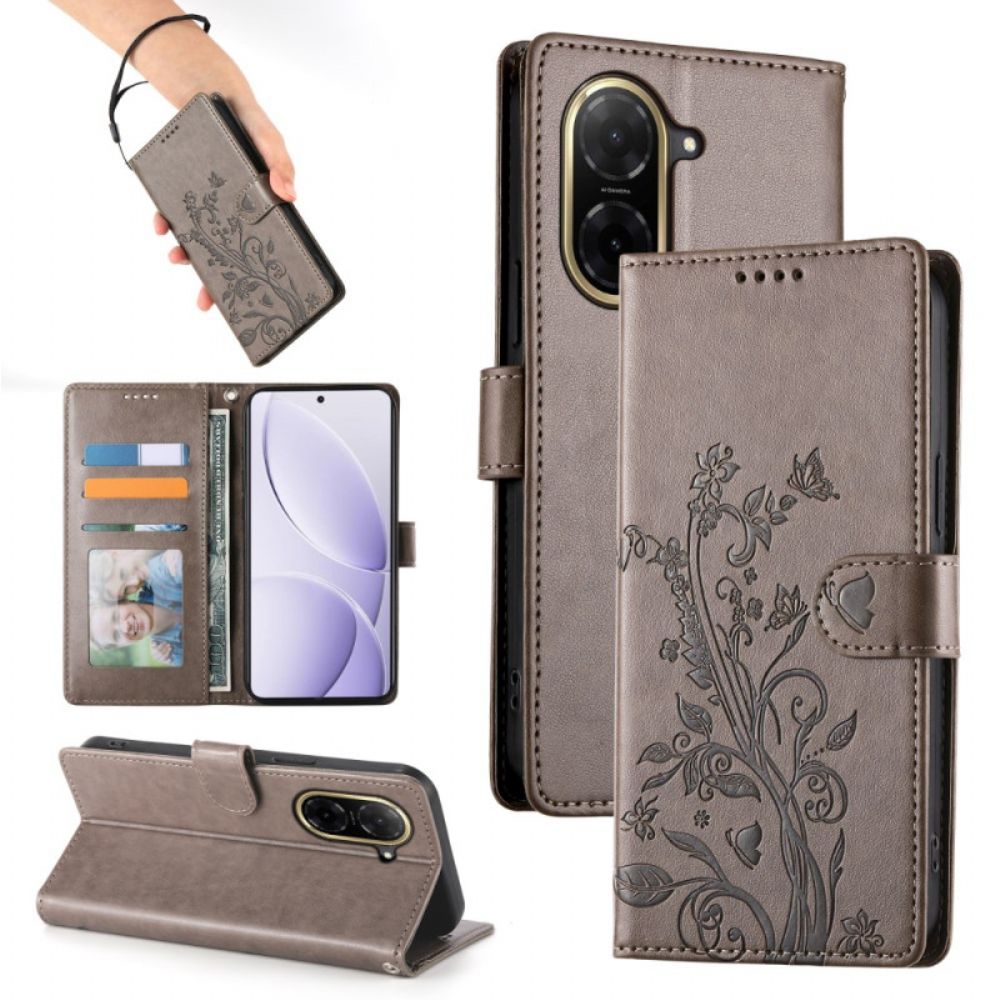 Leren Hoesje Voor Poco C71 Bloemenprint