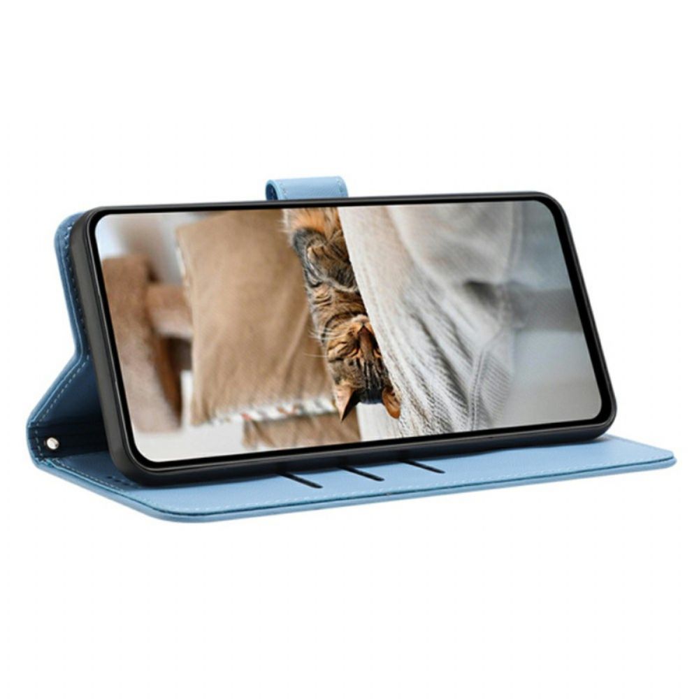 Leren Hoesje Voor Poco C71 Riem Met Kattenmotief