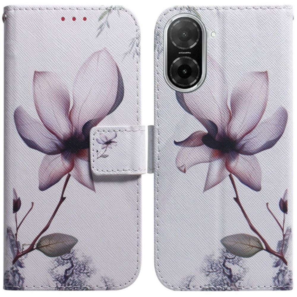 Leren Hoesje Voor Poco C71 Roze Bloem