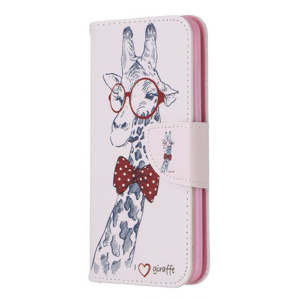 Folio-hoesje voor Xiaomi Redmi 7A Nerdy Giraf