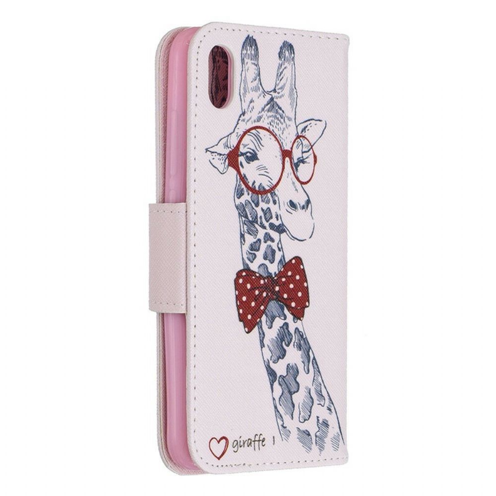Folio-hoesje voor Xiaomi Redmi 7A Nerdy Giraf