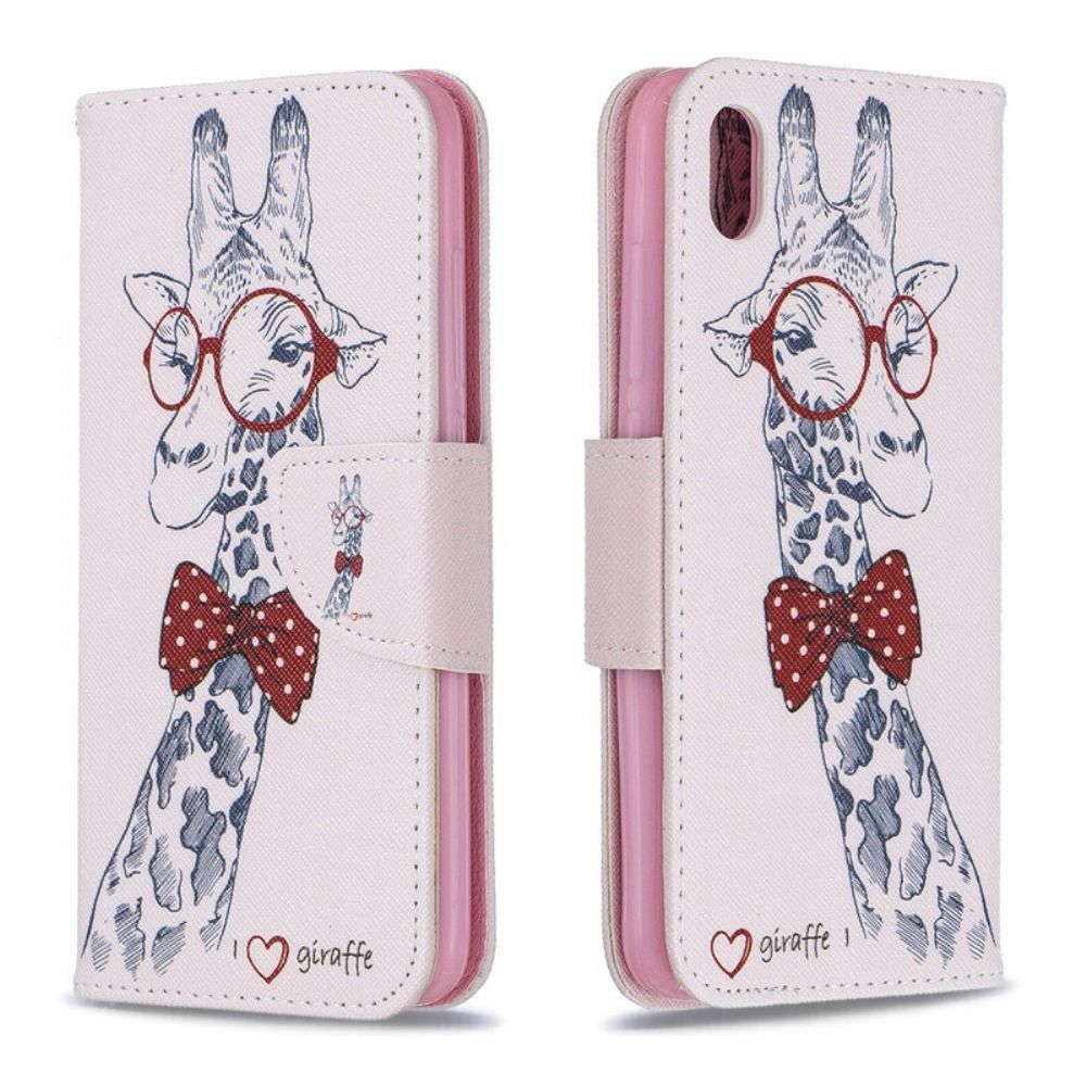 Folio-hoesje voor Xiaomi Redmi 7A Nerdy Giraf