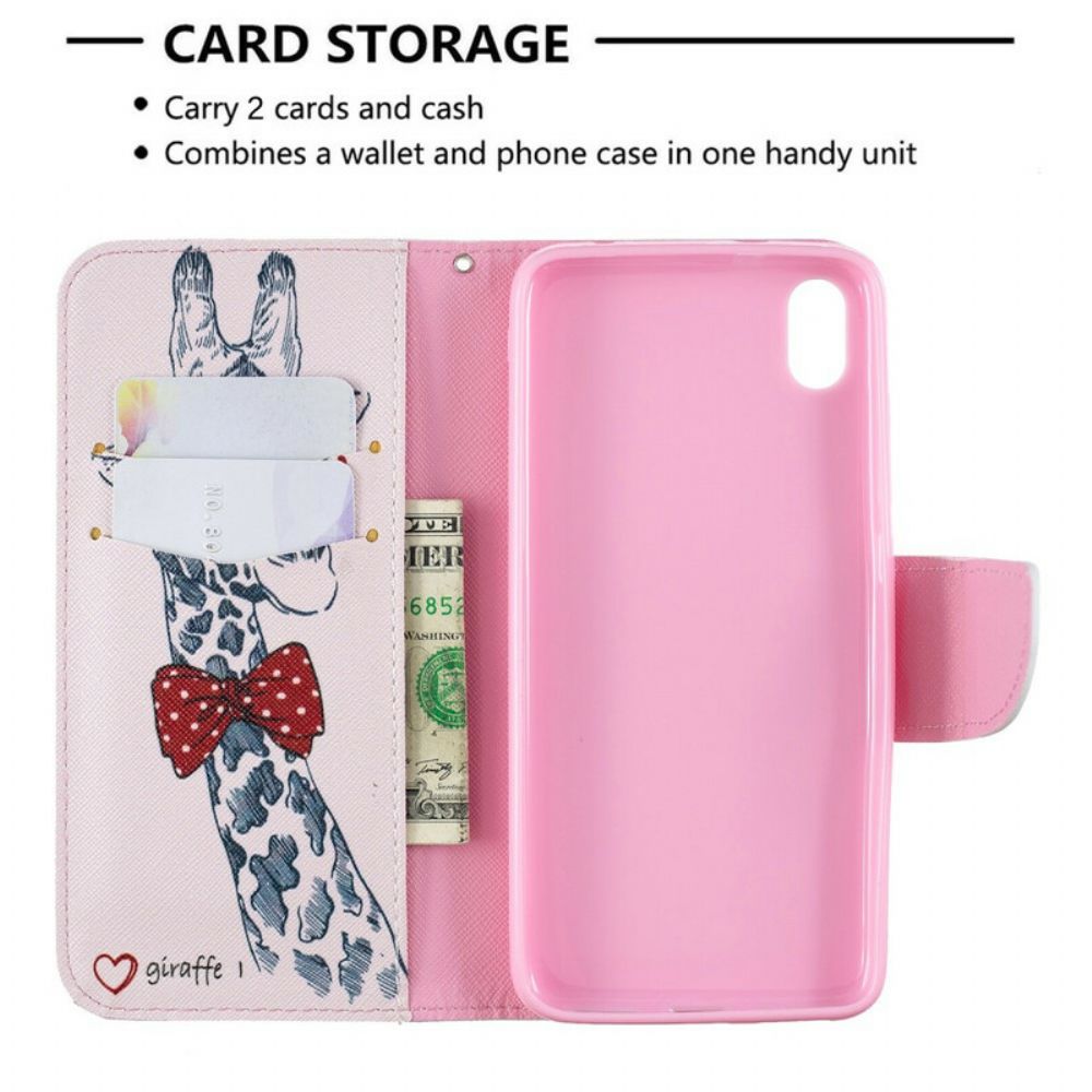Folio-hoesje voor Xiaomi Redmi 7A Nerdy Giraf