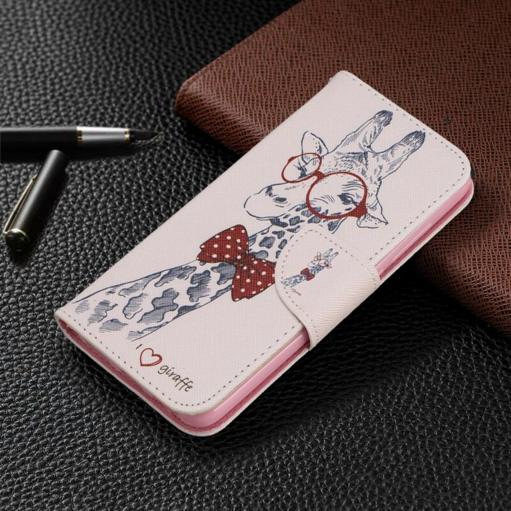 Folio-hoesje voor Xiaomi Redmi 7A Nerdy Giraf