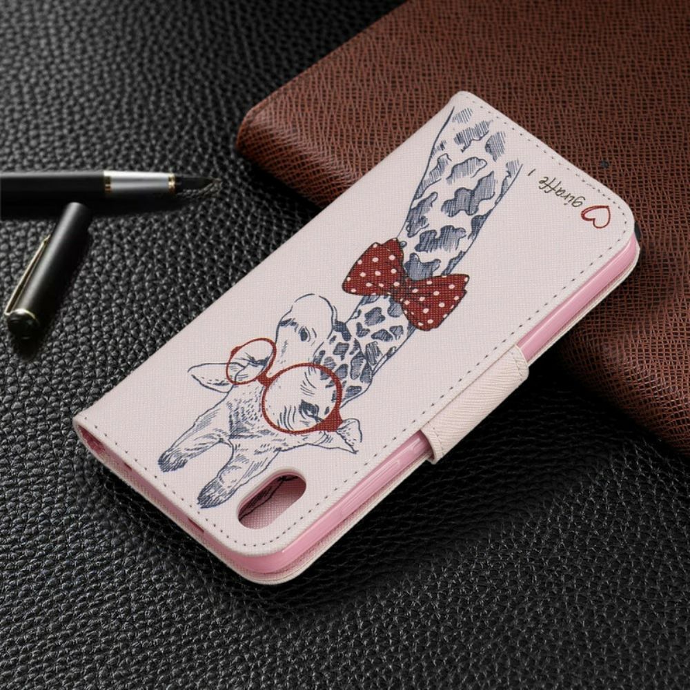 Folio-hoesje voor Xiaomi Redmi 7A Nerdy Giraf