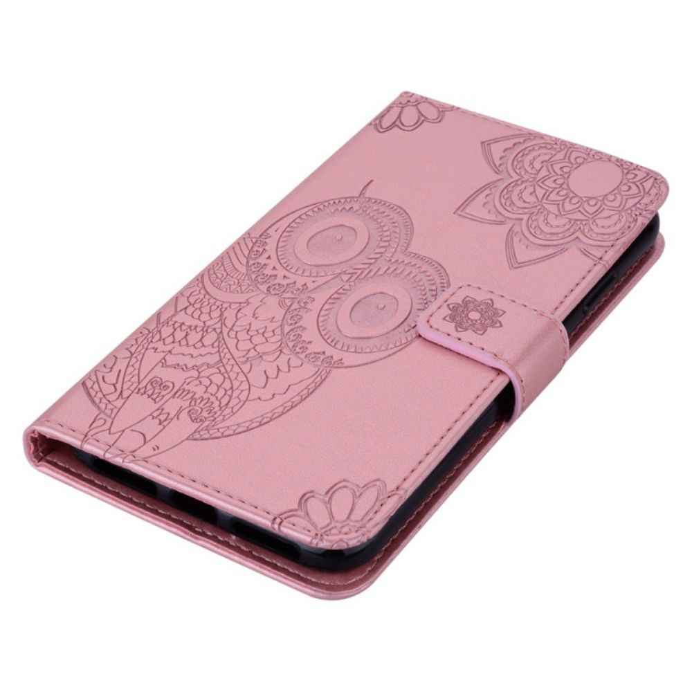 Leren Hoesje Xiaomi Redmi Note 13 Pro 5g Uilpatroon Met Riem Bescherming Hoesje